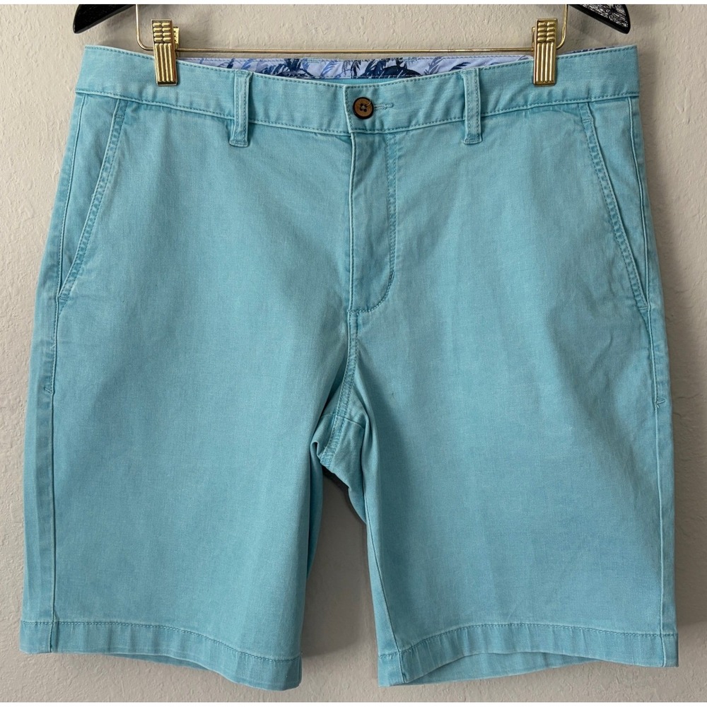 Tommy Bahama Mens Boracay Chino Shorts 34 Light Blue Cotton Tencel Stretch Beach